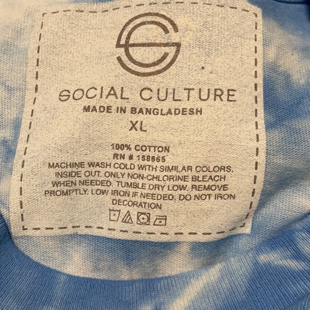 Social Culture blue tie dye skeleton skateboard tee size XL - Picture 2 of 4